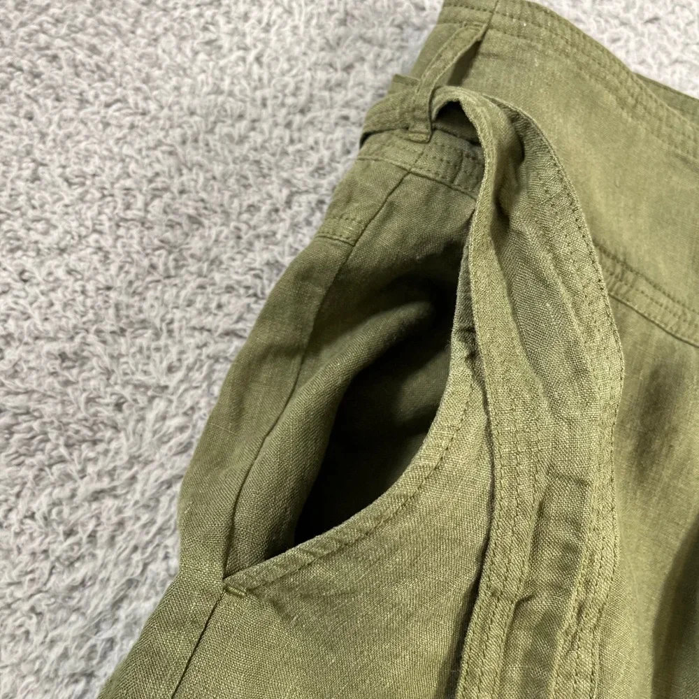 Wrap London Forest Green 100% Linen Belted Shorts Size US 16 NWT - Picture 12 of 16